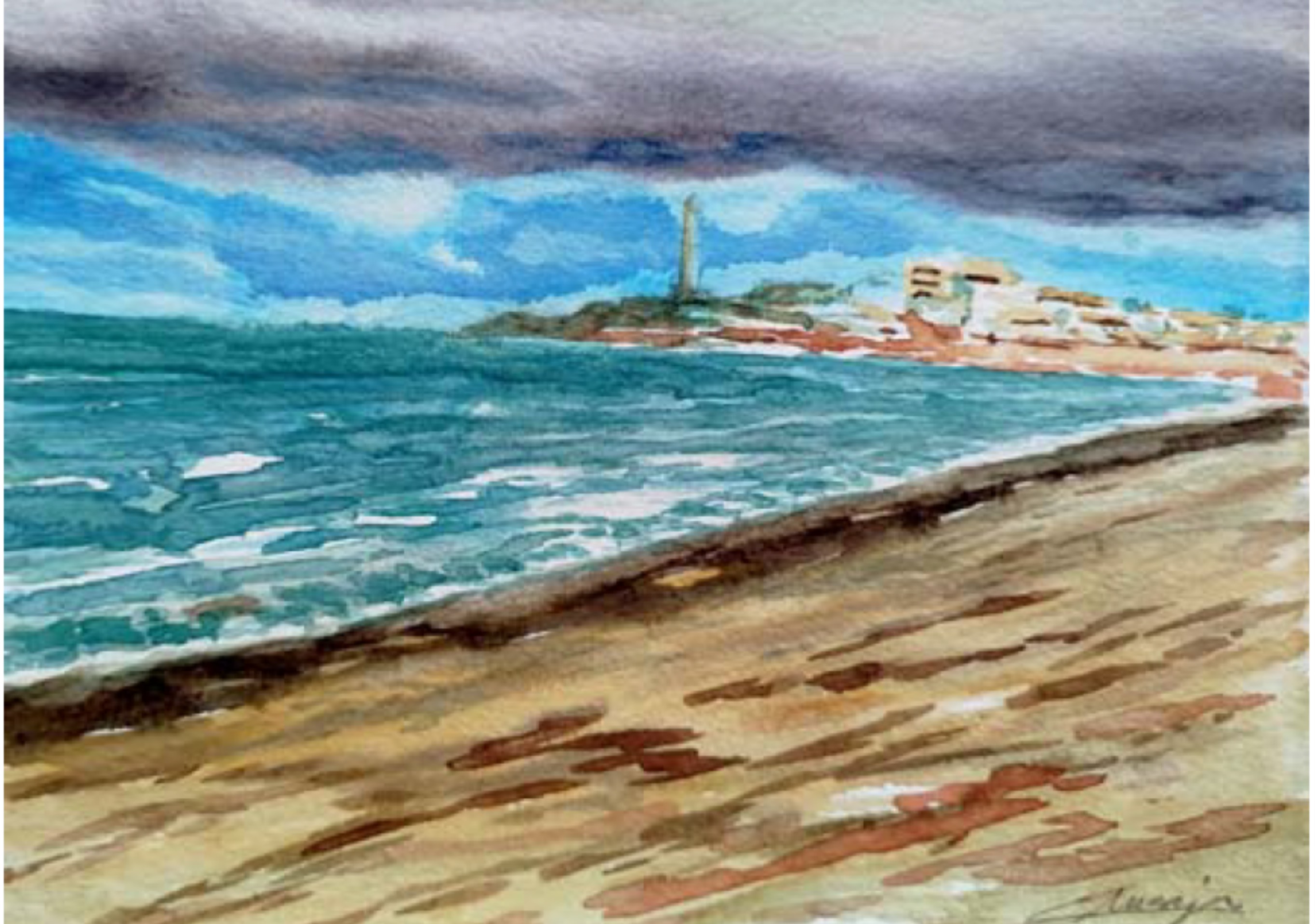 Iba a caer la tormenta en la playa de las Amoladeras, junto al Cabo de Palos y su faro
